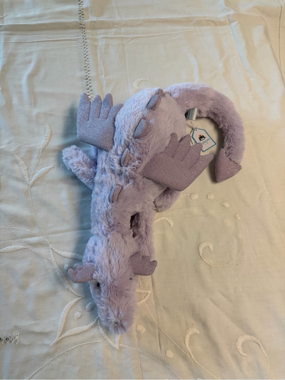 Jellycat Lavender Dragon Medium 20” Plush Purple Sparkle Wings NWT LAV2DD